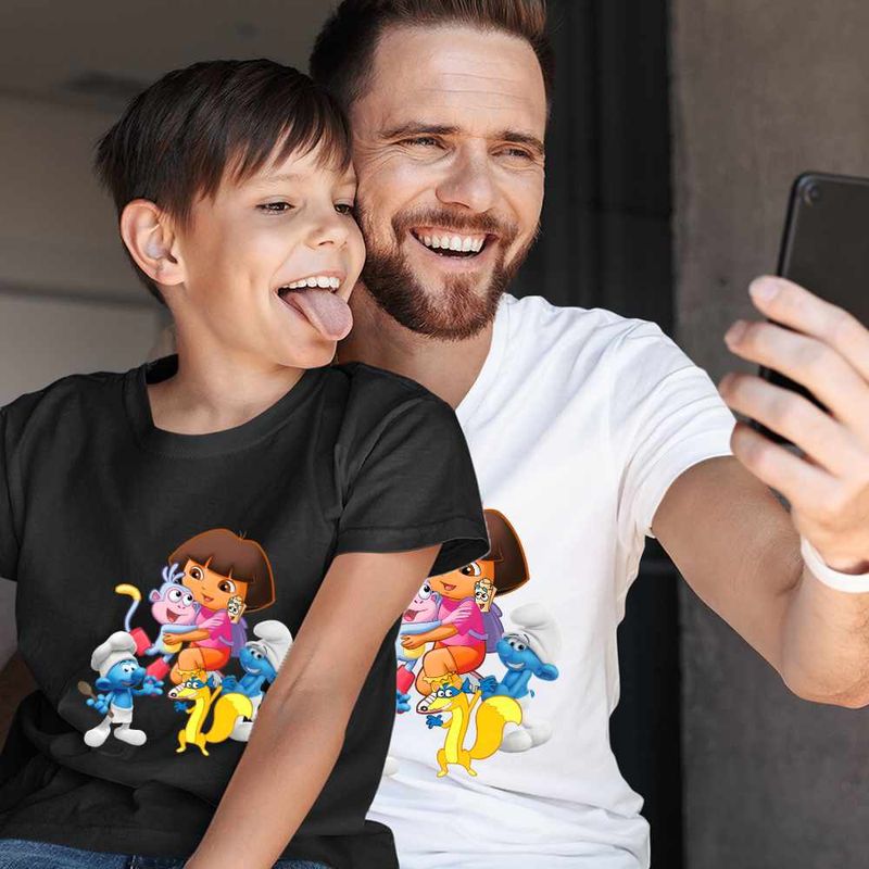 Fashion, accesorii si bijuterii - Copii - Imbracaminte copii - Tricouri copii - Tricou Copii Baieti Dora Strumfii Bucatarul Rusinosul Hotomanul, alb, marime L Copii - Infinity.ro