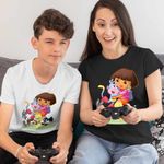 Fashion, accesorii si bijuterii - Copii - Imbracaminte copii - Tricouri copii - Tricou Copii Baieti Dora Exploratoarea Looney Tunes Taz Bugs Bunny Sylvester Tweety Baby, negru, marime M Copii - Infinity.ro