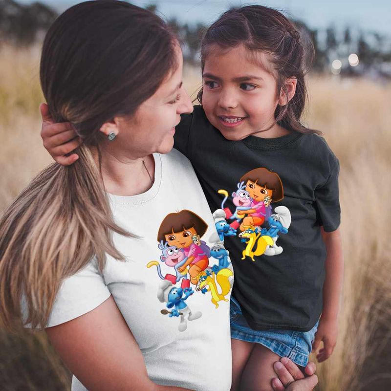 Fashion, accesorii si bijuterii - Copii - Imbracaminte copii - Tricouri copii - Tricou Copii Fete Dora Strumfii Bucatarul Rusinosul Hotomanul, alb, marime XS Copii - Infinity.ro