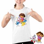 Fashion, accesorii si bijuterii - Copii - Imbracaminte copii - Tricouri copii - Tricou Copii Fete Dora Strumfii Bucatarul Rusinosul Hotomanul, alb, marime XS Copii - Infinity.ro