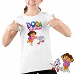 Fashion, accesorii si bijuterii - Copii - Imbracaminte copii - Tricouri copii - Tricou Copii Fete Dora Exploratoarea Boots Maimuta Dans Explorer, alb, marime M Copii - Infinity.ro
