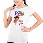 Fashion, accesorii si bijuterii - Copii - Imbracaminte copii - Tricouri copii - Tricou Copii Fete Dora Exploratoarea Boots Maimuta Dans Explorer, alb, marime M Copii - Infinity.ro