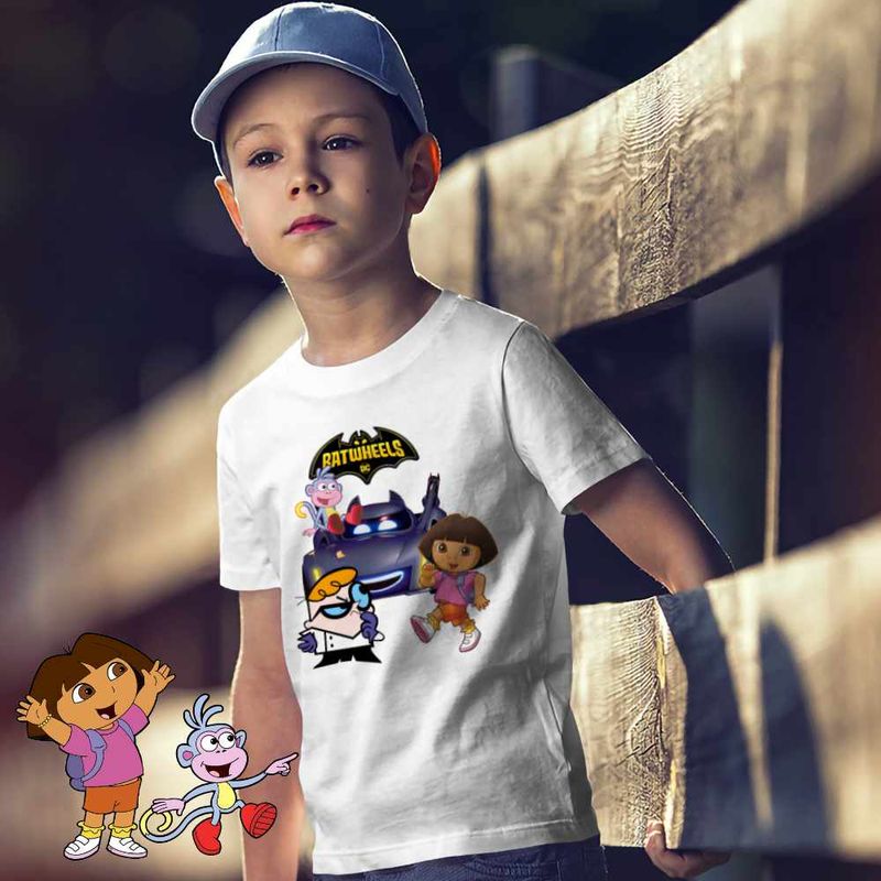 Fashion, accesorii si bijuterii - Copii - Imbracaminte copii - Tricouri copii - Tricou Copii Baieti Dora Exploratoarea Batwheels Dexter, alb, marime XS Copii - Infinity.ro