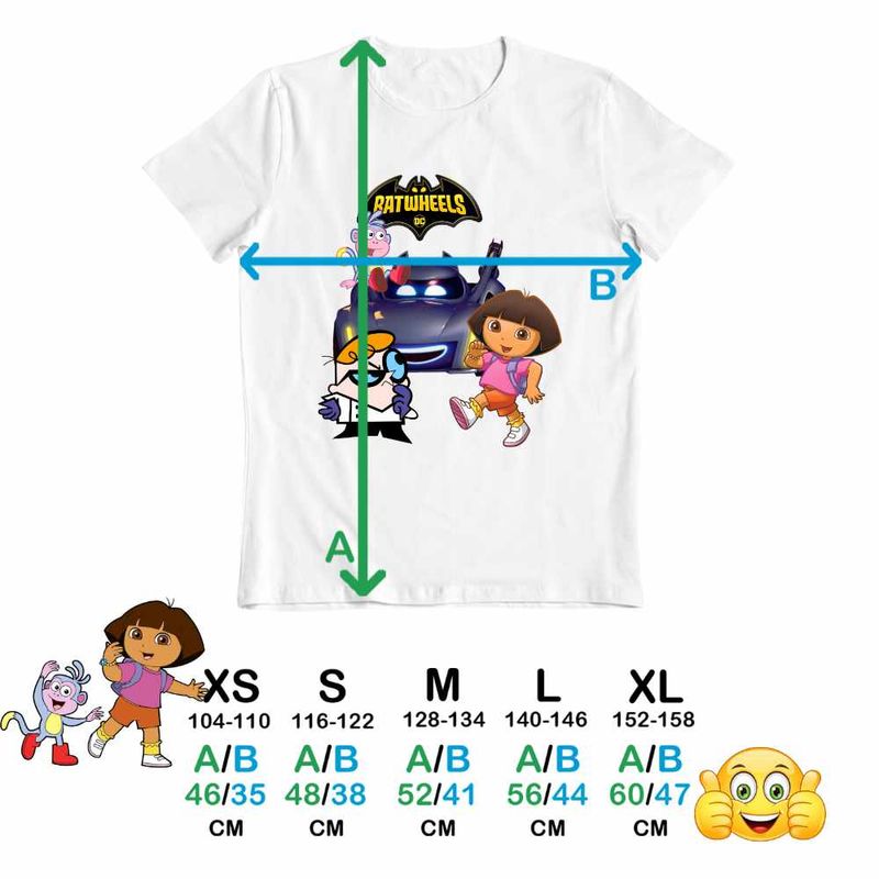 Fashion, accesorii si bijuterii - Copii - Imbracaminte copii - Tricouri copii - Tricou Copii Baieti Dora Exploratoarea Batwheels Dexter, alb, marime XS Copii - Infinity.ro