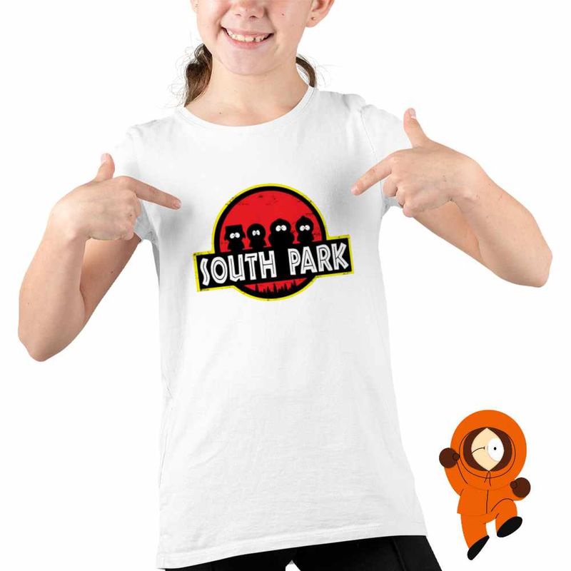 Fashion, accesorii si bijuterii - Copii - Imbracaminte copii - Tricouri copii - Tricou Copii Fete South Park Jurassic Dinozauri T-Rex, alb, marime XL Copii - Infinity.ro