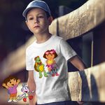 Fashion, accesorii si bijuterii - Copii - Imbracaminte copii - Tricouri copii - Tricou Copii Baieti Dora Exploratoarea Franklin Explorer Maimuta, alb, marime L Copii - Infinity.ro