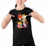 Fashion, accesorii si bijuterii - Copii - Imbracaminte copii - Tricouri copii - Tricou Copii Fete Dora the Explorer Familia Flintstone Bam Bam Bebelusi, negru, marime XL Copii - Infinity.ro