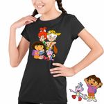 Fashion, accesorii si bijuterii - Copii - Imbracaminte copii - Tricouri copii - Tricou Copii Fete Dora the Explorer Familia Flintstone Bam Bam Bebelusi, negru, marime XL Copii - Infinity.ro