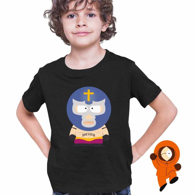 Fashion, accesorii si bijuterii - Copii - Imbracaminte copii - Tricouri copii - Tricou Copii Baieti South Park Kenny Wrestler Mexico, negru, marime L Copii - Infinity.ro