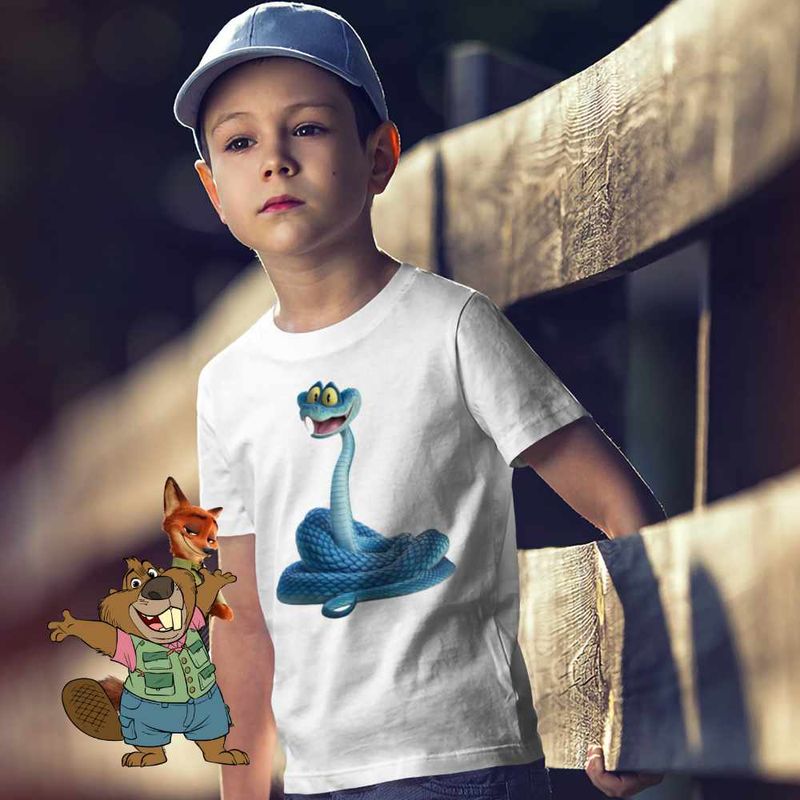 Fashion, accesorii si bijuterii - Copii - Imbracaminte copii - Tricouri copii - Tricou Copii Baieti Zootopia Gary Vipera Zootropolis Sarpe CoolTrend, alb, marime XS Copii - Infinity.ro