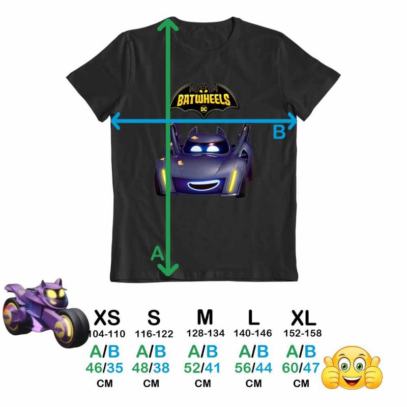 Fashion, accesorii si bijuterii - Copii - Imbracaminte copii - Tricouri copii - Tricou Copii Baieti Batwheels Batmobil Bam Batman Batroti Masini, negru, marime L Copii - Infinity.ro