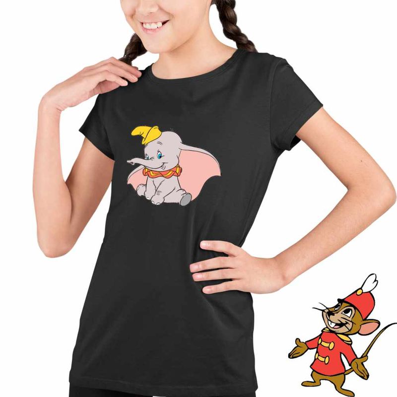 Fashion, accesorii si bijuterii - Copii - Imbracaminte copii - Tricouri copii - Tricou Copii Fete Dumbo Elefant Circ Zburator Urechi Mari, negru, marime S Copii - Infinity.ro