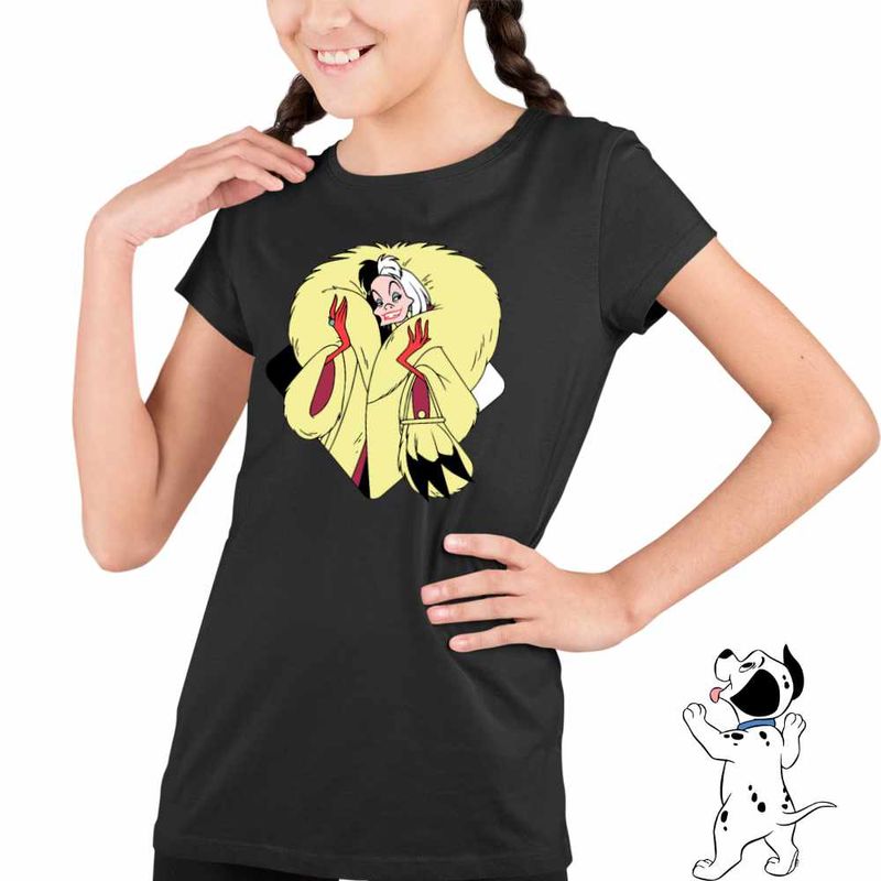 Fashion, accesorii si bijuterii - Copii - Imbracaminte copii - Tricouri copii - Tricou Copii Fete 101 Dalmatieni Cruella Devil, negru, marime M Copii - Infinity.ro