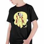 Fashion, accesorii si bijuterii - Copii - Imbracaminte copii - Tricouri copii - Tricou Copii Baieti 101 Dalmatieni Cruella Devil, negru, marime S Copii - Infinity.ro