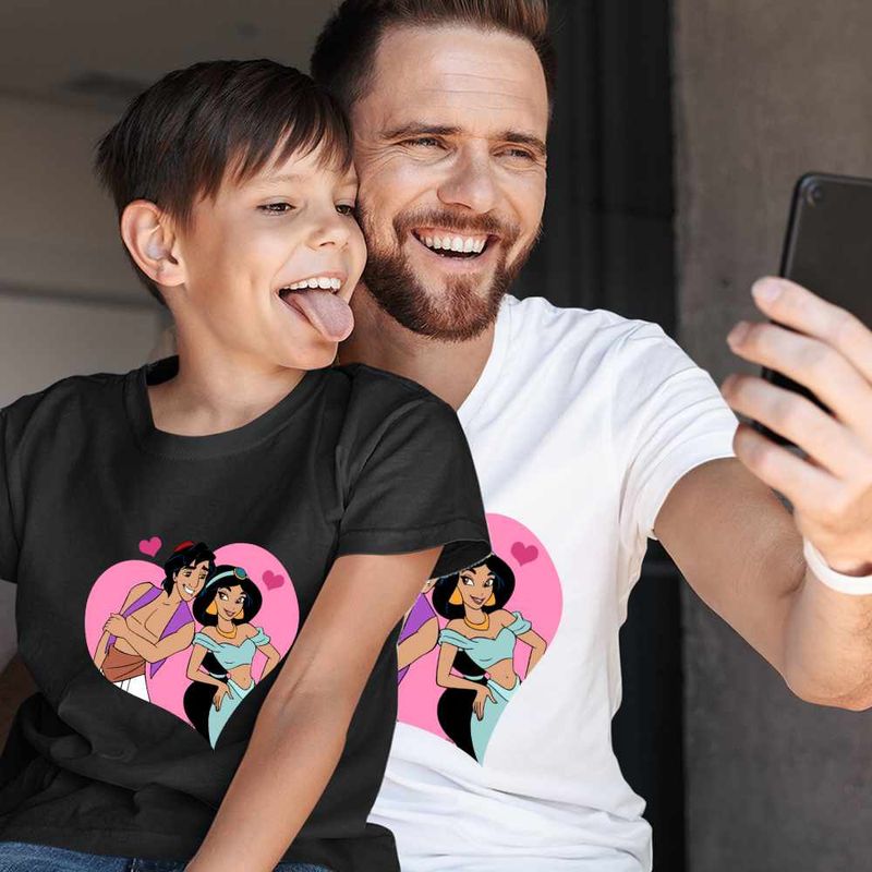 Fashion, accesorii si bijuterii - Copii - Imbracaminte copii - Tricouri copii - Tricou Copii Baieti Aladdin Jasmine Valentines Day Love Dragobete Cuplu, alb, marime XL Copii - Infinity.ro