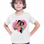 Fashion, accesorii si bijuterii - Copii - Imbracaminte copii - Tricouri copii - Tricou Copii Baieti Aladdin Jasmine Valentines Day Love Dragobete Cuplu, alb, marime XL Copii - Infinity.ro
