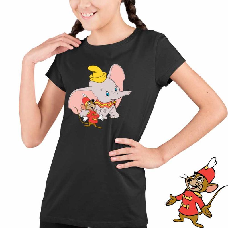 Fashion, accesorii si bijuterii - Copii - Imbracaminte copii - Tricouri copii - Tricou Copii Fete Dumbo Timothy Soricel Elefant Circ, negru, marime M Copii - Infinity.ro