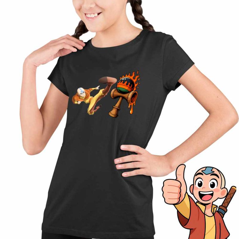 Fashion, accesorii si bijuterii - Copii - Imbracaminte copii - Tricouri copii - Tricou Copii Fete Avatar Kendama Last Airbender, negru, marime XS Copii - Infinity.ro