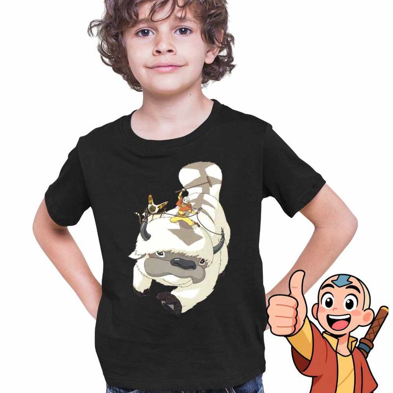 Fashion, accesorii si bijuterii - Copii - Imbracaminte copii - Tricouri copii - Tricou Copii Baieti Avatar Airbender Appa Maestru Aerului Momo, negru, marime XL Copii - Infinity.ro