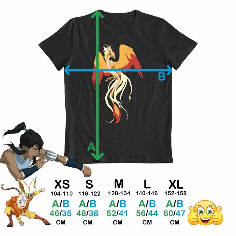 Fashion, accesorii si bijuterii - Copii - Imbracaminte copii - Tricouri copii - Tricou Copii Fete Avatar Dragon Phoenix Korra Airbender, negru, marime S Copii - Infinity.ro