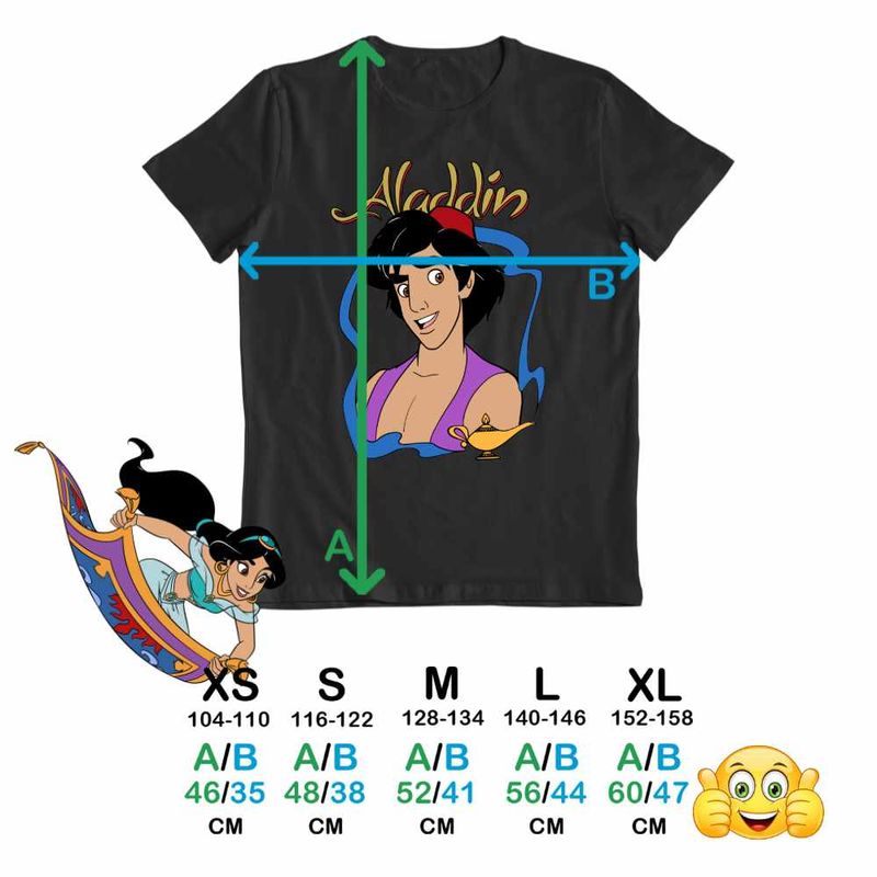 Fashion, accesorii si bijuterii - Copii - Imbracaminte copii - Tricouri copii - Tricou Copii Baieti Aladdin Lampa Fermecata Ali Baba Aladin, negru, marime L Copii - Infinity.ro