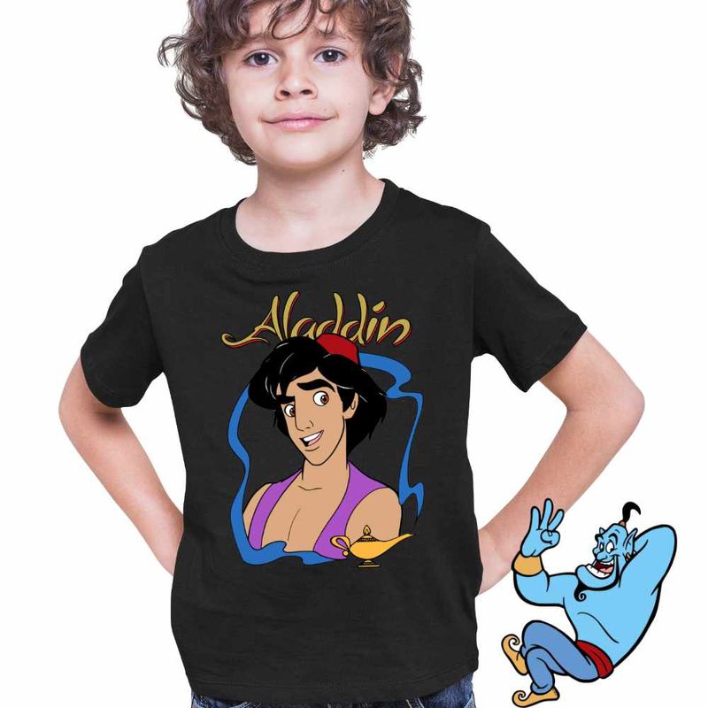 Fashion, accesorii si bijuterii - Copii - Imbracaminte copii - Tricouri copii - Tricou Copii Baieti Aladdin Lampa Fermecata Ali Baba Aladin, negru, marime L Copii - Infinity.ro