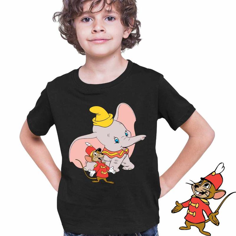 Fashion, accesorii si bijuterii - Copii - Imbracaminte copii - Tricouri copii - Tricou Copii Baieti Dumbo Timothy Soricel Elefant Circ, negru, marime XS Copii - Infinity.ro