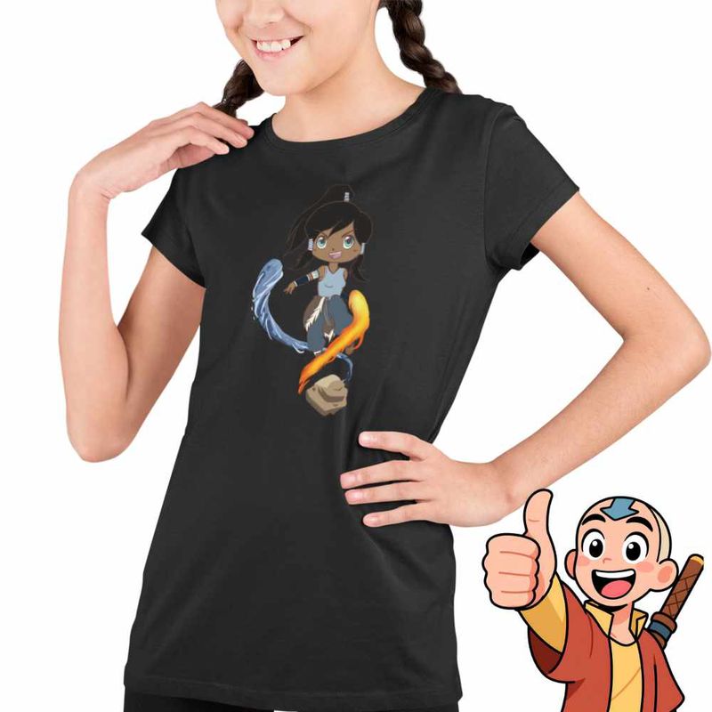 Fashion, accesorii si bijuterii - Copii - Imbracaminte copii - Tricouri copii - Tricou Copii Fete Avatar Legenda lui Korra Reincarnare Airbender, negru, marime S Copii - Infinity.ro