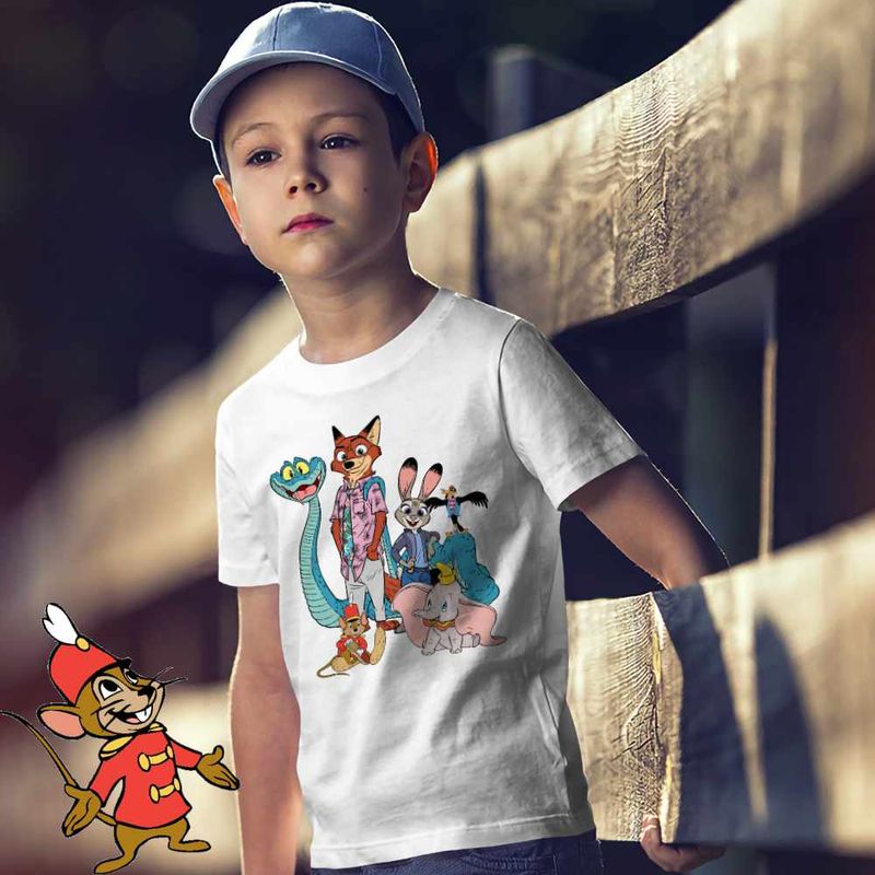 Fashion, accesorii si bijuterii - Copii - Imbracaminte copii - Tricouri copii - Tricou Copii Baieti Dumbo Zootopia Zootropolis Elefantel Sarpe, alb, marime S Copii - Infinity.ro