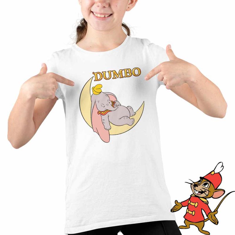 Fashion, accesorii si bijuterii - Copii - Imbracaminte copii - Tricouri copii - Tricou Copii Fete Dumbo Luna Somn Usor Elefant Circ, alb, marime XS Copii - Infinity.ro