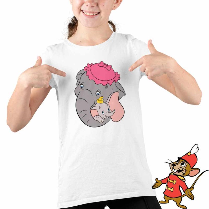 Fashion, accesorii si bijuterii - Copii - Imbracaminte copii - Tricouri copii - Tricou Copii Fete Dumbo Jumbo Love Elefant Circ, alb, marime XS Copii - Infinity.ro