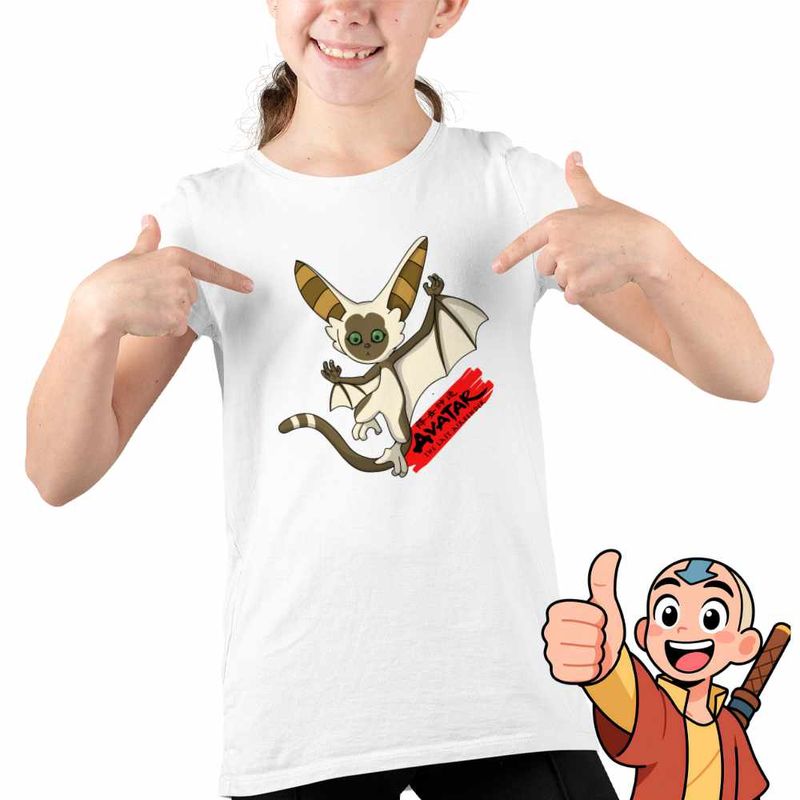 Fashion, accesorii si bijuterii - Copii - Imbracaminte copii - Tricouri copii - Tricou Copii Fete Avatar Momo Last Airbender Maestru al Aerului, alb, marime S Copii - Infinity.ro