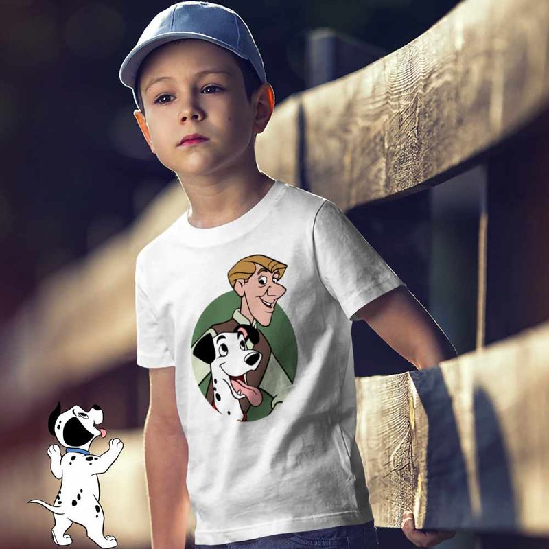 Fashion, accesorii si bijuterii - Copii - Imbracaminte copii - Tricouri copii - Tricou Copii Baieti 101 Dalmatieni Roger Pongo Catel Dalmatian, alb, marime XS Copii - Infinity.ro