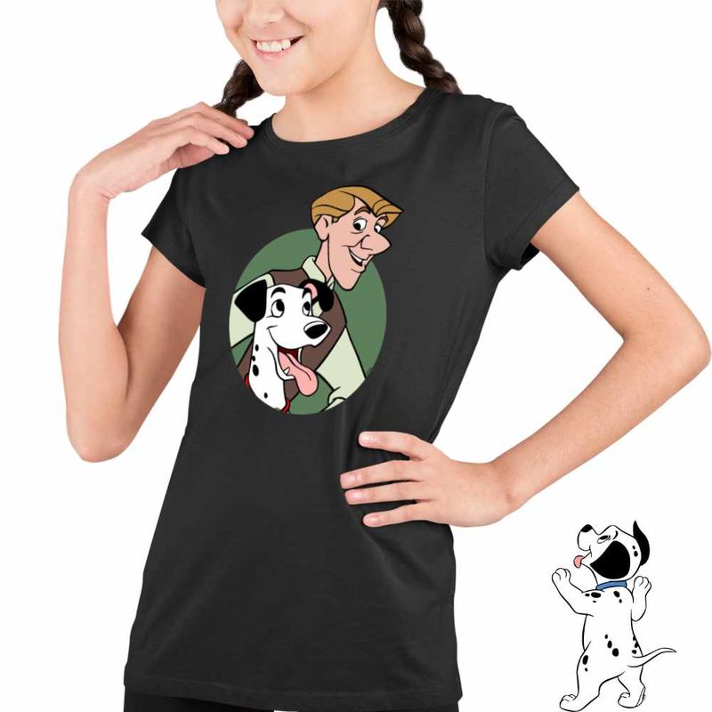 Fashion, accesorii si bijuterii - Copii - Imbracaminte copii - Tricouri copii - Tricou Copii Fete 101 Dalmatieni Roger Pongo Catel Dalmatian, negru, marime XS Copii - Infinity.ro