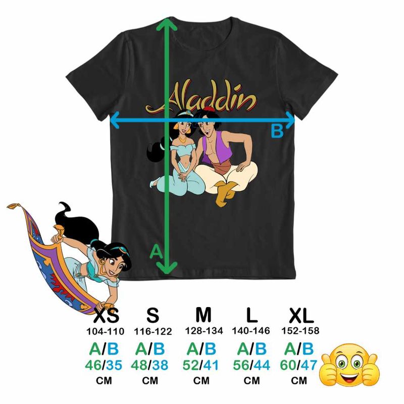 Fashion, accesorii si bijuterii - Copii - Imbracaminte copii - Tricouri copii - Tricou Copii Baieti Aladdin Jasmine Covor Fermecat Printesa, negru, marime XL Copii - Infinity.ro