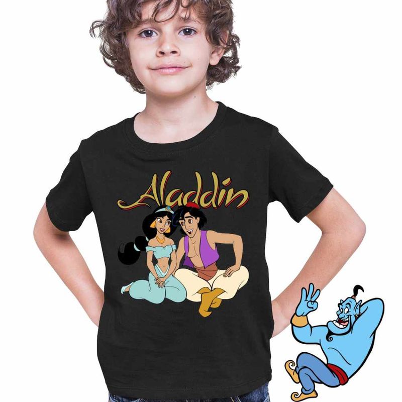 Fashion, accesorii si bijuterii - Copii - Imbracaminte copii - Tricouri copii - Tricou Copii Baieti Aladdin Jasmine Covor Fermecat Printesa, negru, marime XL Copii - Infinity.ro