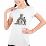 Fashion, accesorii si bijuterii - Copii - Imbracaminte copii - Tricouri copii - Tricou Copii Fete Avatar Korra Naga Maestru Shaolin, alb, marime S Copii - Infinity.ro