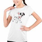 Fashion, accesorii si bijuterii - Copii - Imbracaminte copii - Tricouri copii - Tricou Copii Fete 101 Dalmatieni Patch Catelus Dalmatian, alb, marime M Copii - Infinity.ro