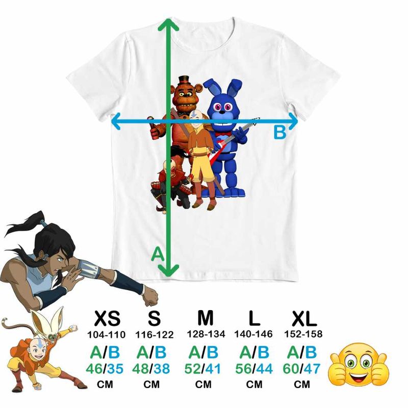 Fashion, accesorii si bijuterii - Copii - Imbracaminte copii - Tricouri copii - Tricou Copii Fete Avatar Fnaf Freddy Last Airbender Firebender, alb, marime XL Copii - Infinity.ro