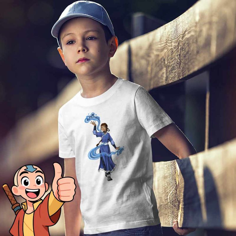 Fashion, accesorii si bijuterii - Copii - Imbracaminte copii - Tricouri copii - Tricou Copii Baieti Avatar Katara Waterbender Legenda lui Aang Arte Martiale, alb, marime L Copii - Infinity.ro