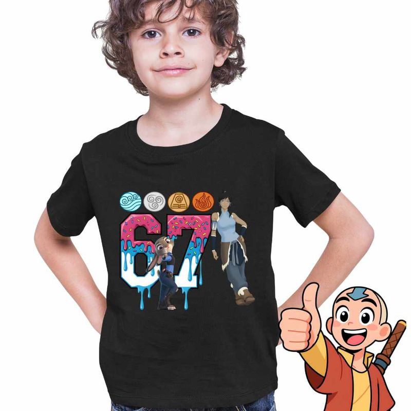 Fashion, accesorii si bijuterii - Copii - Imbracaminte copii - Tricouri copii - Tricou Copii Baieti Avatar Zootopia Judy Six Seven 67 Cele 4 Elemente, negru, marime S Copii - Infinity.ro