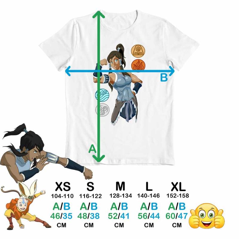 Fashion, accesorii si bijuterii - Copii - Imbracaminte copii - Tricouri copii - Tricou Copii Baieti Avatar Legenda lui Korra Cele 4 Elemente, alb, marime M Copii - Infinity.ro