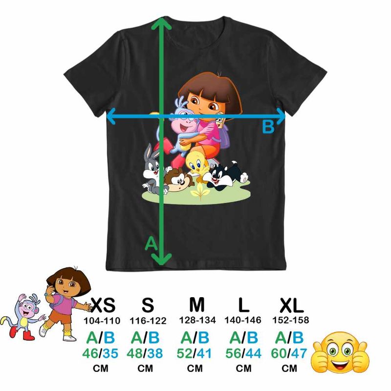 Fashion, accesorii si bijuterii - Copii - Imbracaminte copii - Tricouri copii - Tricou Copii Fete Dora Exploratoarea Looney Tunes Taz Bugs Bunny Sylvester Tweety Baby, negru, marime XL Copii - Infinity.ro