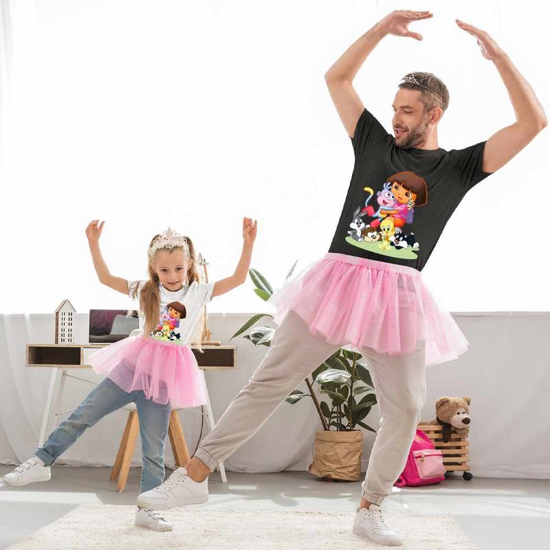 Fashion, accesorii si bijuterii - Copii - Imbracaminte copii - Tricouri copii - Tricou Copii Fete Dora Exploratoarea Looney Tunes Taz Bugs Bunny Sylvester Tweety Baby, negru, marime XL Copii - Infinity.ro