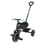 Jucarii, Copii si Bebe - Jucarii si jocuri - Jucarii de exterior - Triciclete - Tricicleta 2 in 1, Neagra cu Accente Verde Menta, Cadru Metalic, cu Centura de Siguranta si Maner pentru Parinte - Infinity.ro
