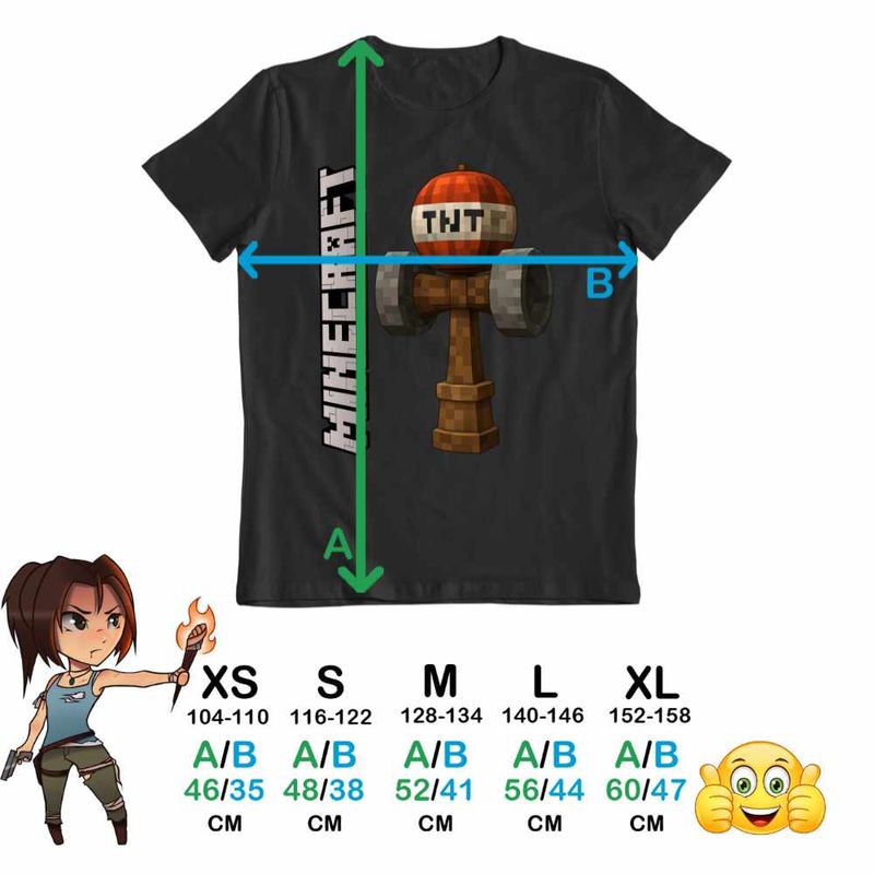 Fashion, accesorii si bijuterii - Copii - Imbracaminte copii - Tricouri copii - Tricou Copii Fete Kendama Minecraft TNT Roblox Skin CoolTrend, negru, marime XS Copii - Infinity.ro