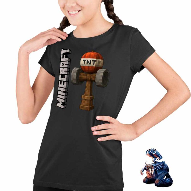 Fashion, accesorii si bijuterii - Copii - Imbracaminte copii - Tricouri copii - Tricou Copii Fete Kendama Minecraft TNT Roblox Skin CoolTrend, negru, marime XS Copii - Infinity.ro
