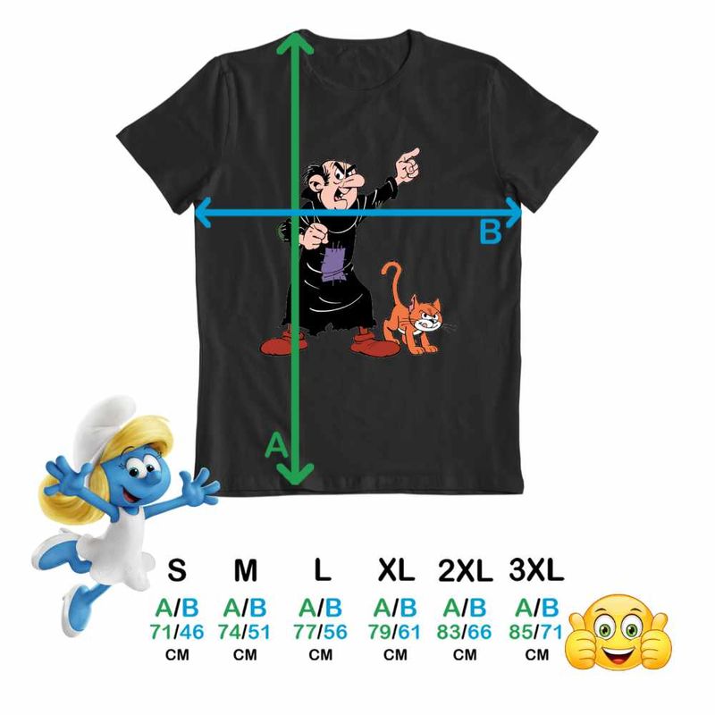 Fashion, accesorii si bijuterii - Barbati - Imbracaminte - Tricouri si bluze barbati - Tricou Barbati Gargamel Azrael Strumfii Vrajitor, negru, marime M - Infinity.ro