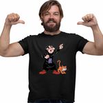 Fashion, accesorii si bijuterii - Barbati - Imbracaminte - Tricouri si bluze barbati - Tricou Barbati Gargamel Azrael Strumfii Vrajitor, negru, marime M - Infinity.ro