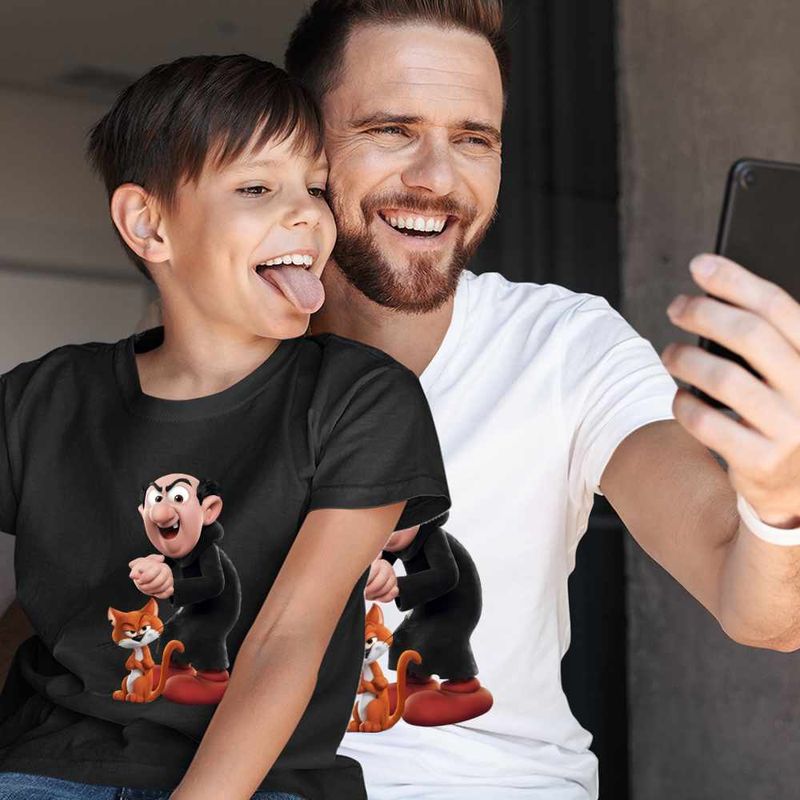 Fashion, accesorii si bijuterii - Barbati - Imbracaminte - Tricouri si bluze barbati - Tricou Barbati Strumfii Gargamel Azrael Vrajitor, negru, marime S - Infinity.ro